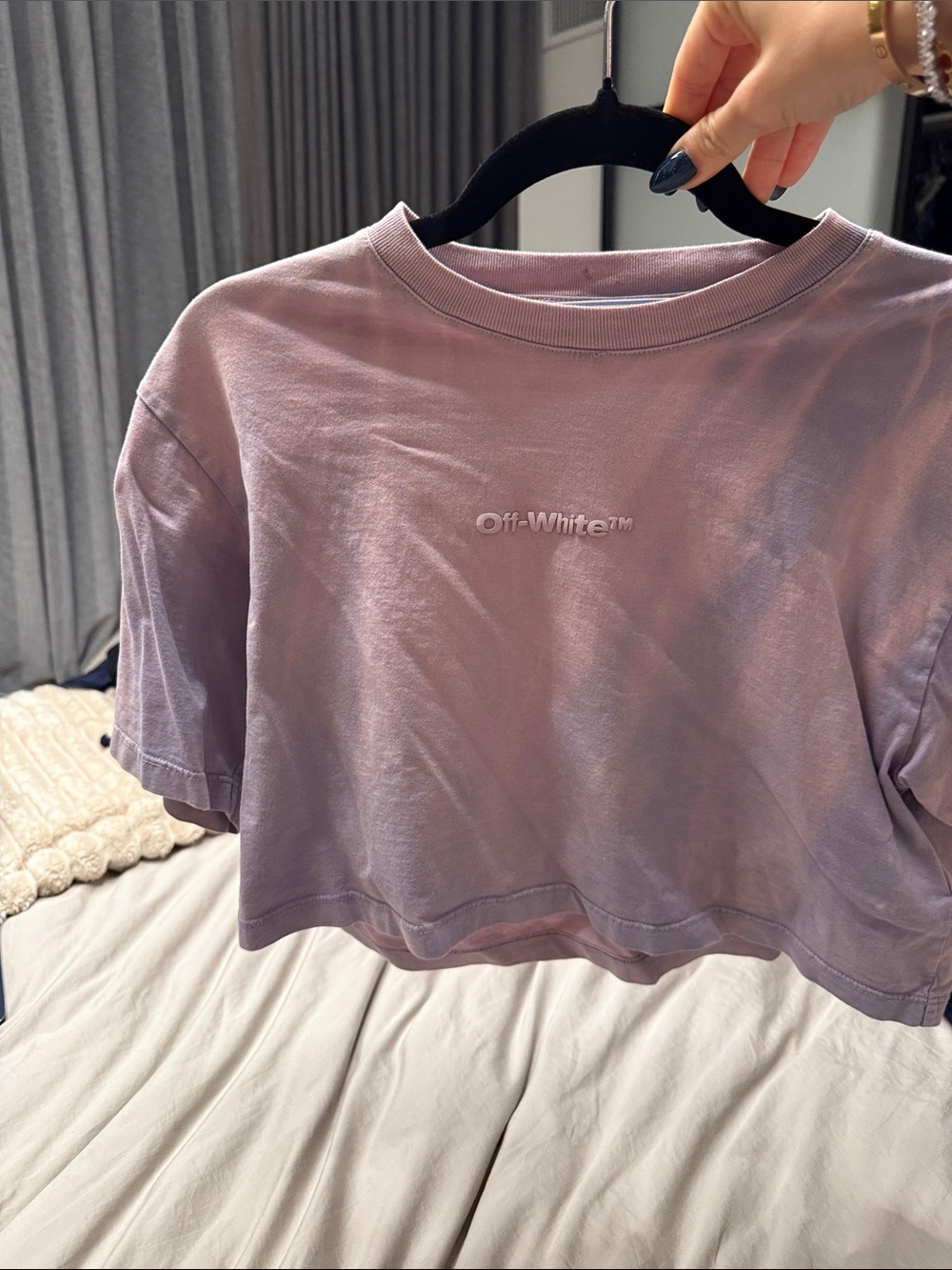 Off-White Lavender Cropped Tee with Center Logo